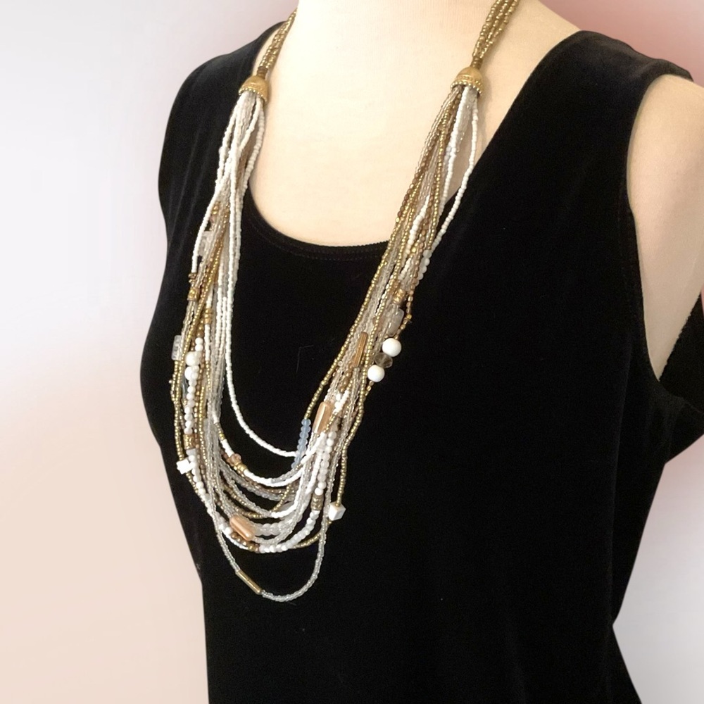 Chico’s Multi Strand Beaded Statement Long Neckla… - image 2